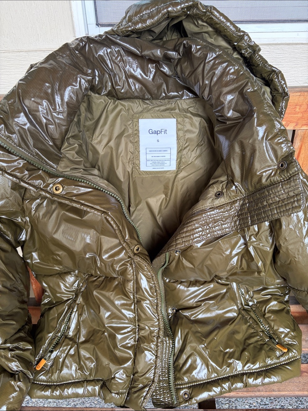 GAP GapFit Olive Green Puffer Jacket